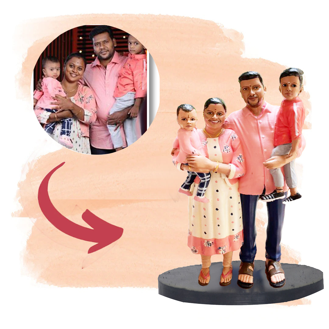 3D Miniature Family statue ( 4 People)